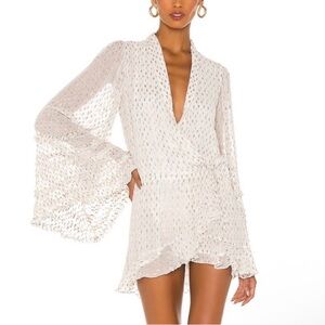 Rocco sand Noi white dress with metallic detail